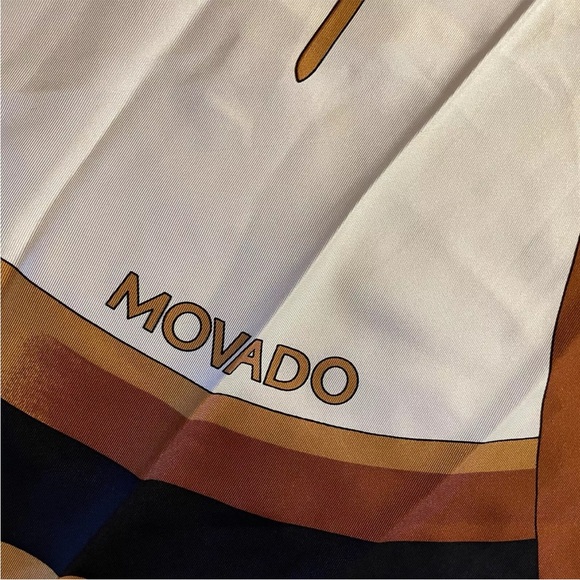 Movado Multicolor All Over Watch Print Square Silk Scarf 35” x 34” Made In Italy - Picture 2 of 3